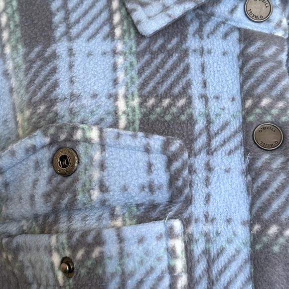 O'Neill Zuma Plaid Superfleece Shacket with Snap Front Closure - S - Blue, Grey - Picture 5 of 14